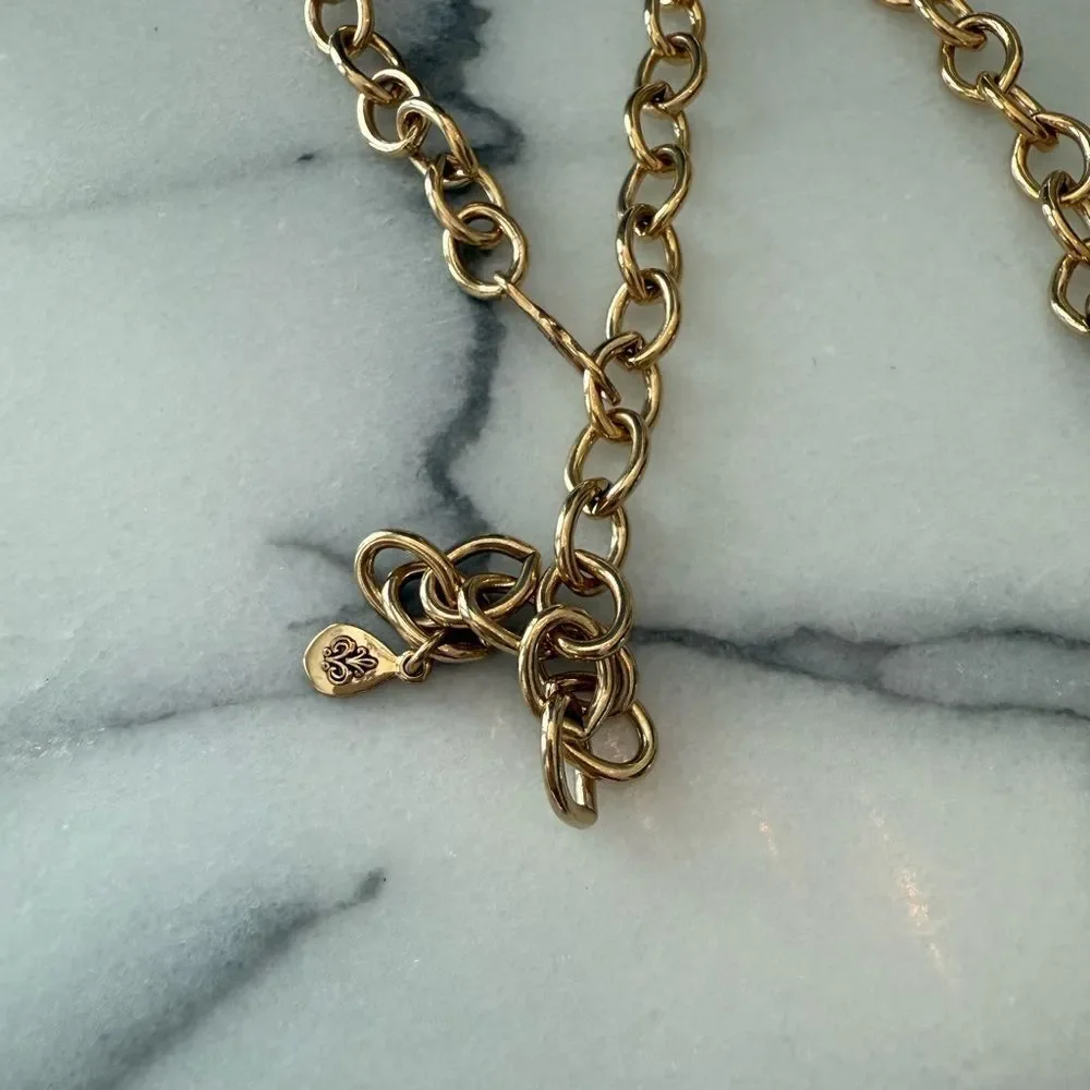 Studio Barse Gold Chain Necklace with Teal Green Stone Pendant